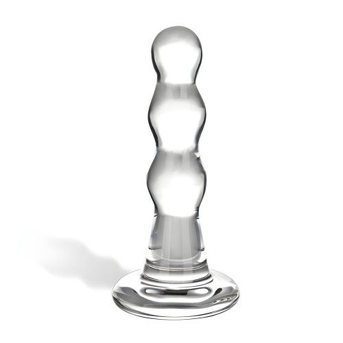 Glas Triple Play Beaded Butt Plug - Clear