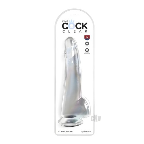 King Cock Clear With Balls 10in Clear