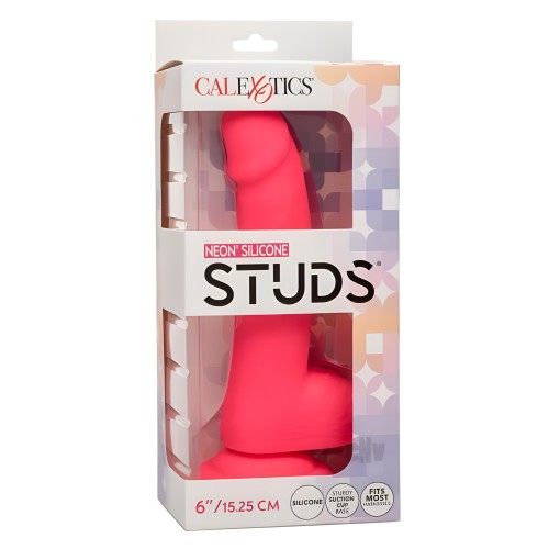 Neon Silicone Studs 6" Dildo in Pink