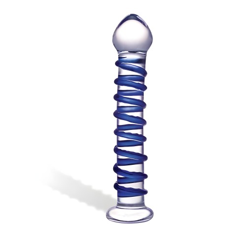 Glas Blue Spiral Glass Dildo - 7.5 in - Glass