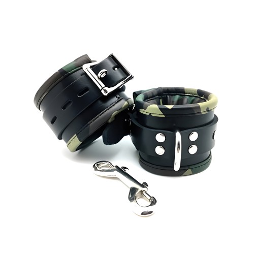 Esposas de Tobillo de Cuero Sensual Sin con Ribete de Camo