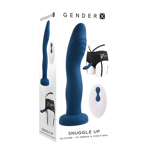 Gender X Snuggle Up Vibrator And Strap-on Harness - Blue