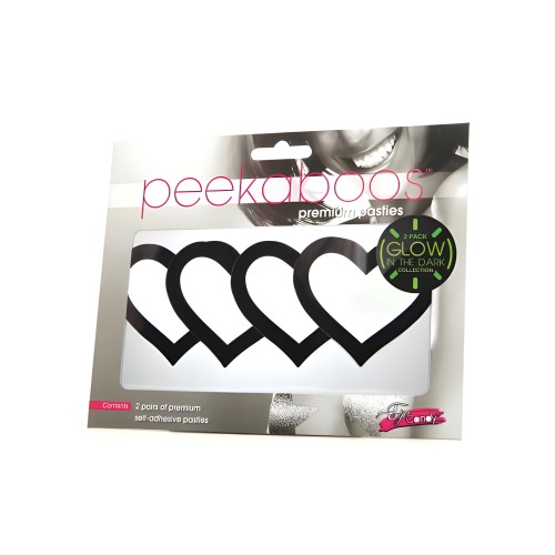 Peekaboo Glow In The Dark Hearts - Pack of 2 - Fun Fashion Accessories