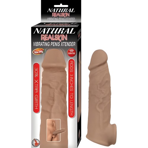 Extensor de Pene Vibrante Natural Realskin - Marrón