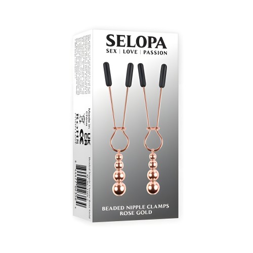 Clips de Pezón con Cuentas Selopa de Acero Inoxidable Rosa Oro