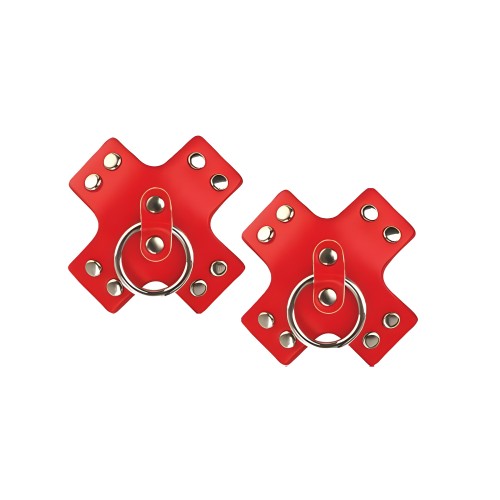 Nipplicious Seducer Leather Pasties With Ring - Red