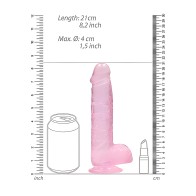 Shots RealRock Realistic Crystal Clear Dildo 8 w/Balls - Pink