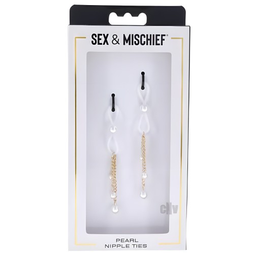 Sandm Pearl Nipple Ties - Elegant Accessory for Sensual Play