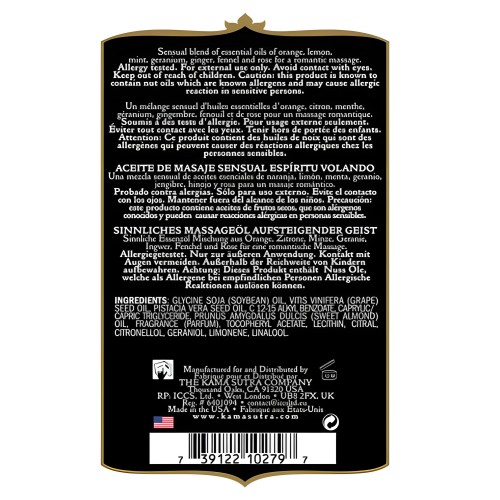 Aceite de Masaje Kama Sutra Aromatics - Espíritu Elevado, 2oz