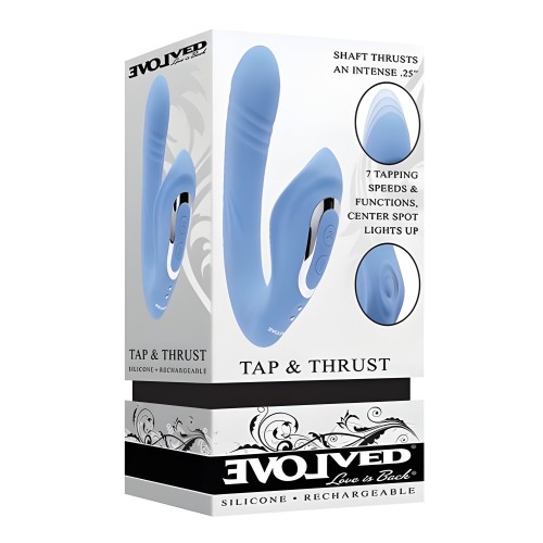 Evolved Tap & Thrust Blue Vibrator - Dual Action