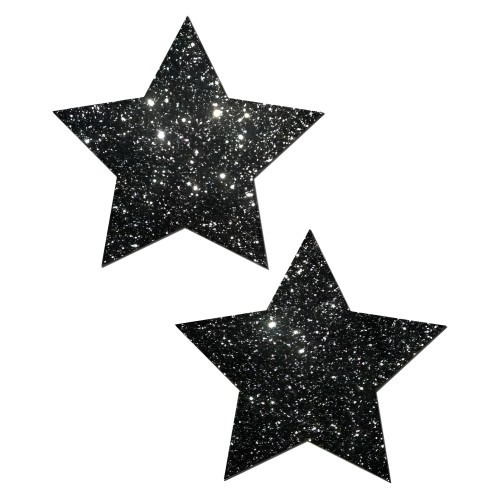 Rockstar Black Glitter Star Pasties O/S