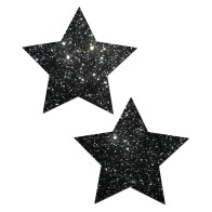 Rockstar Black Glitter Star Pasties O/S