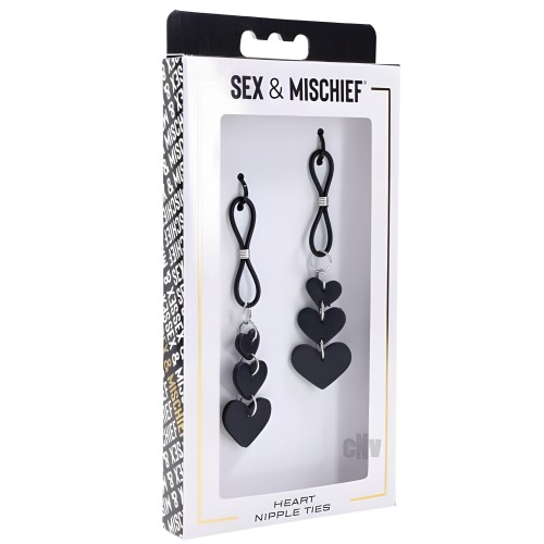 Sandm Heart Nipple Ties - Black/Silver