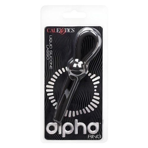 Alpha Liquid Silicone Lasso Cock Ring - Black