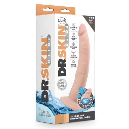 Dr. Skin Glide 7.5" Self-lubricating Dildo Vanilla