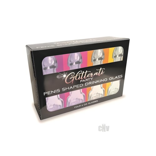 Glitterati Penis Drinking Glass 6oz 4pk