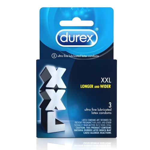 Durex XXL Lubricados 3 Pack Condones De Látex