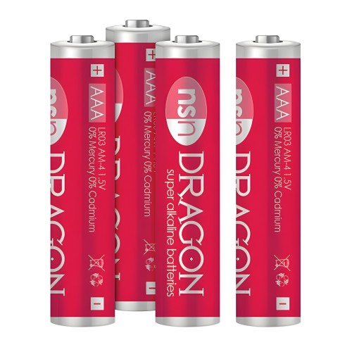 Paquete de 4 Baterías Alcalinas AAA Dragon | Accesorios