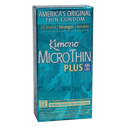 Condones KIMONO Microthin con Aqua Lube - 12 Piezas