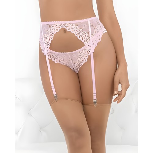 Lace Romance Garterbelt Pink Md