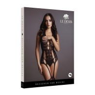 Lace Suspender Bodystocking - Black