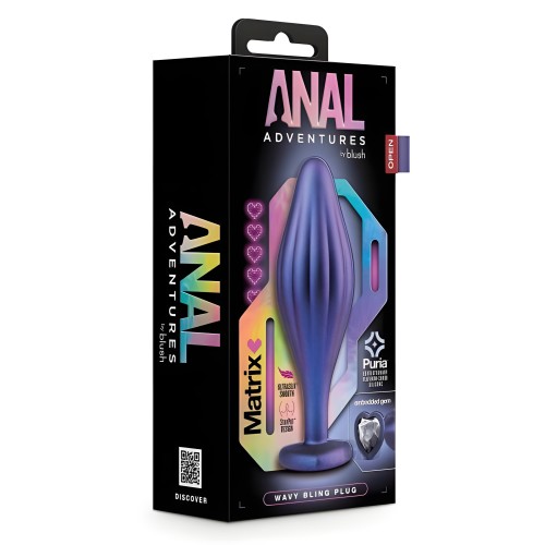 Anal Adv Matrix Wavy Bling Plug Sapphire - Textured Pleasure