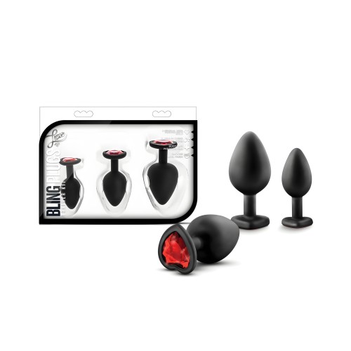 Kit de Entrenamiento Blush Luxe Bling Plugs - Negro con Gemas Rojas