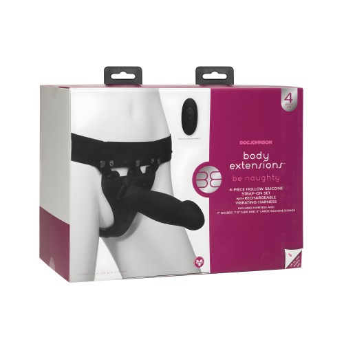 Set de Strap-On Vibrador Body Extensions Be Naughty de 4 Piezas