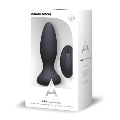 A Play Rechargeable Anal Plug with Remote - Black