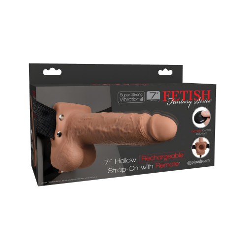 Fetish Fantasy Series Strap On Hueco de 7" Recargable con Control Remoto - Beige