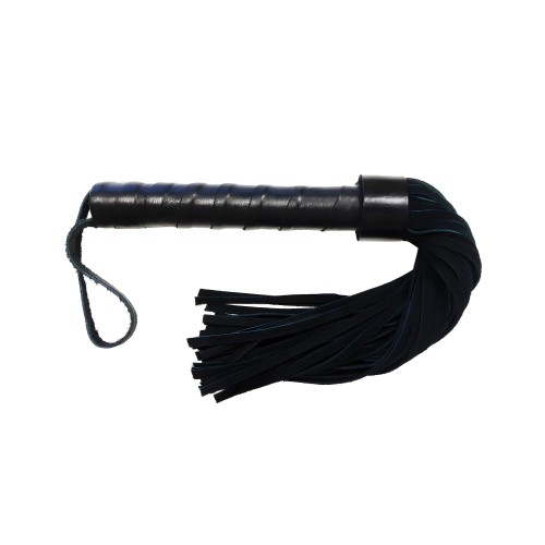 Flogger Corto de Suede con Mango de Cuero - Negro