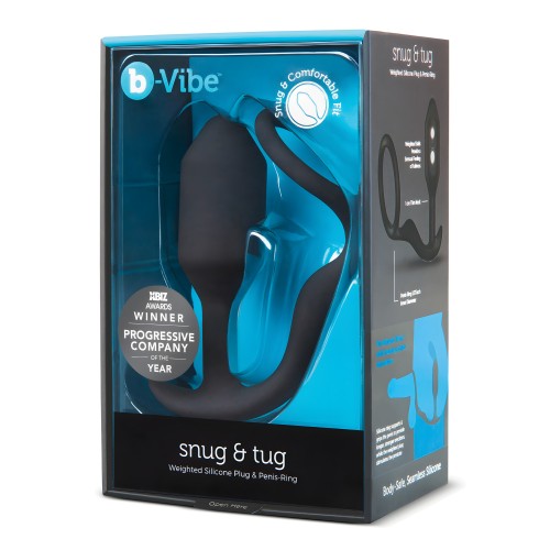 b-Vibe Snug & Tug Weighted Silicone & Penis Ring - 128 g Black