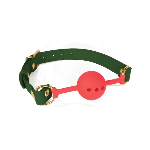 Spartacus Silicone Ball Gag w/Green PU Straps - 46 mm