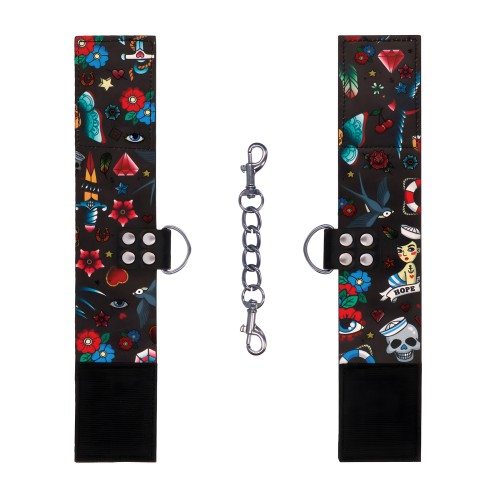 Grilletes para Tobillos Estilo Tatuaje Antiguo - Negro