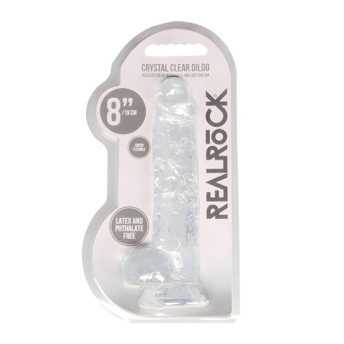 Dildo Realista Crystal Clear de 8" con Bolas - Transparente