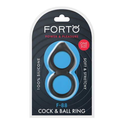 Forto F-88 Double Ring Cock Ring - Black