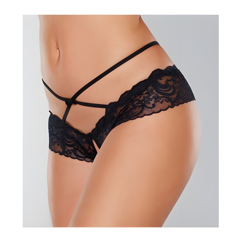 Adore Dare Me Open Lace Panty - Black O/S
