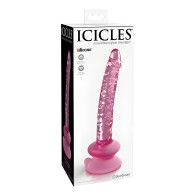 Masajeador de Cristal Soplado a Mano Icicles No. 86 con Ventosa - Rosa