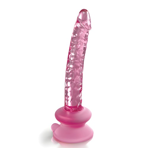 Masajeador de Cristal Soplado a Mano Icicles No. 86 con Ventosa - Rosa