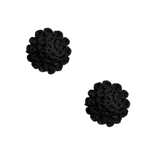 Neva Nude Burlesque Nightfall Roses Reusable Silicone Pasties- Black O/S