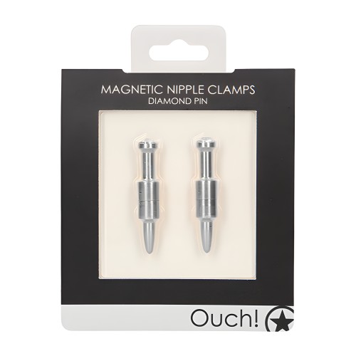 Shots Ouch Pin Magnetic Nipple Clamps - Silver