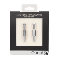 Shots Ouch Pin Magnetic Nipple Clamps - Silver