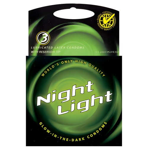 Night Light Glow in the Dark Condoms - Caja de 3