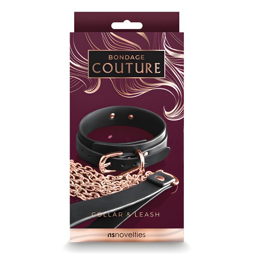 Collar y Correa Bondage Couture - Negro