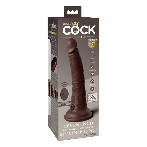 King Cock Elite 7" Vibrating Cock with Remote - Brown