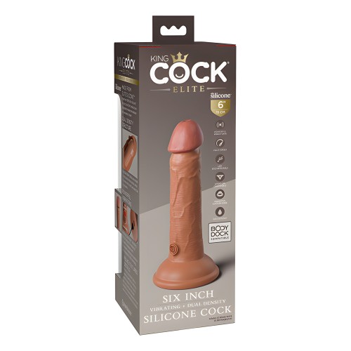 King Cock Elite 6" Dual Density Vibrating Silicone Cock - Tan