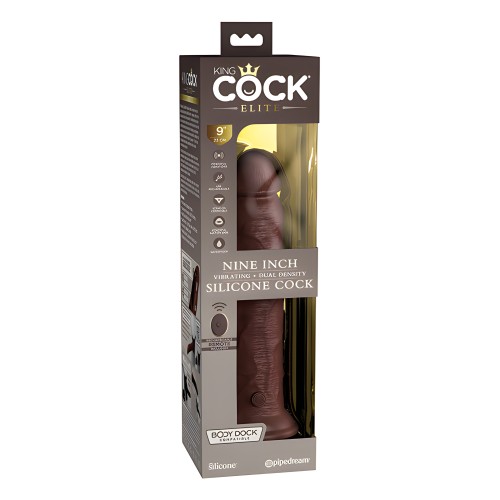 King Cock Elite 9" Dual Density Vibrating Cock - Brown