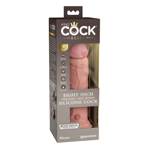 King Cock Elite 8" Dual Density Vibrating Silicone Cock - Light