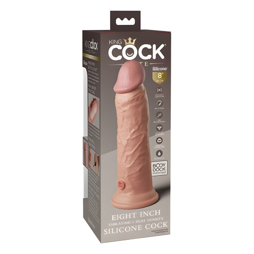 King Cock Elite 8" Dual Density Vibrating Silicone Cock - Light
