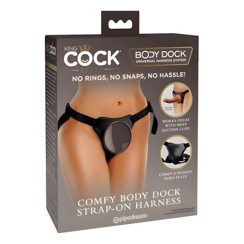 King Cock Elite Comfy Body Dock Strap On Harness - Black